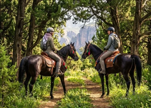 ركوب خيل في غابات تنومة